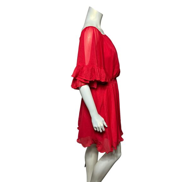 Endless Rose pinkish Red Off-Shoulder Ruffled Dress, Size Small - Picture 4 of 6